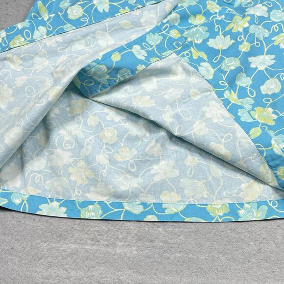 Vintage Talbots Skirt Womens 8 Turquoise Floral Wrap Around Cotton Hong Kong - Picture 7 of 10